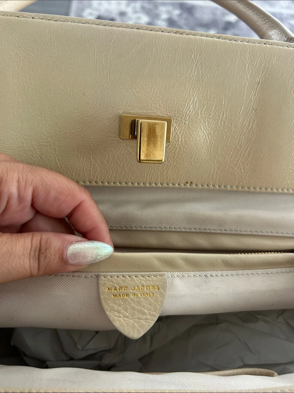 NWOT MARC JACOBS LARGE BUDDY PELLE BEIGE LEATHER VINTAGE EFFECT BAG WOMAN